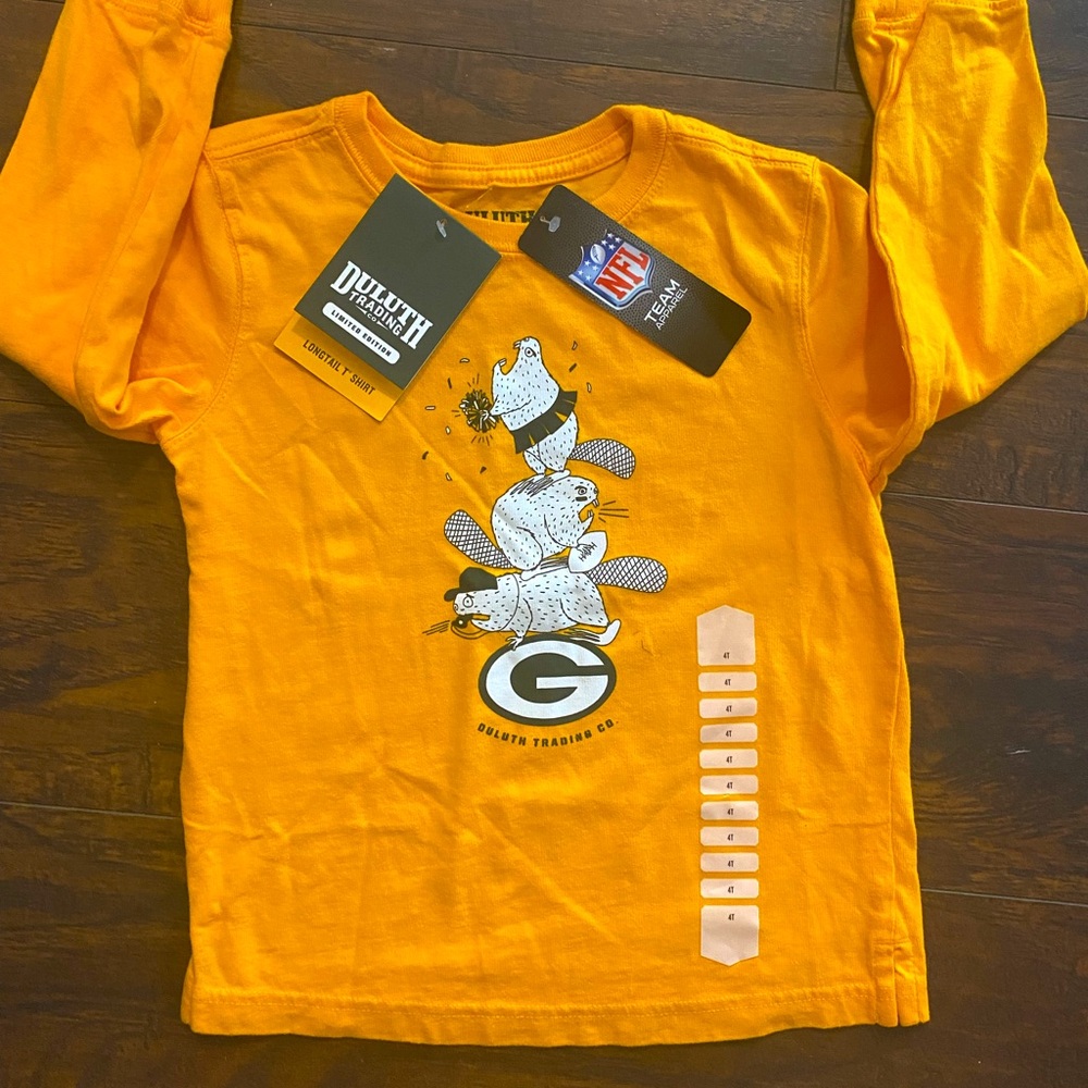 Green Bay Packers longtail long sleeve shirt kids size 4t and 5 Duluth trading